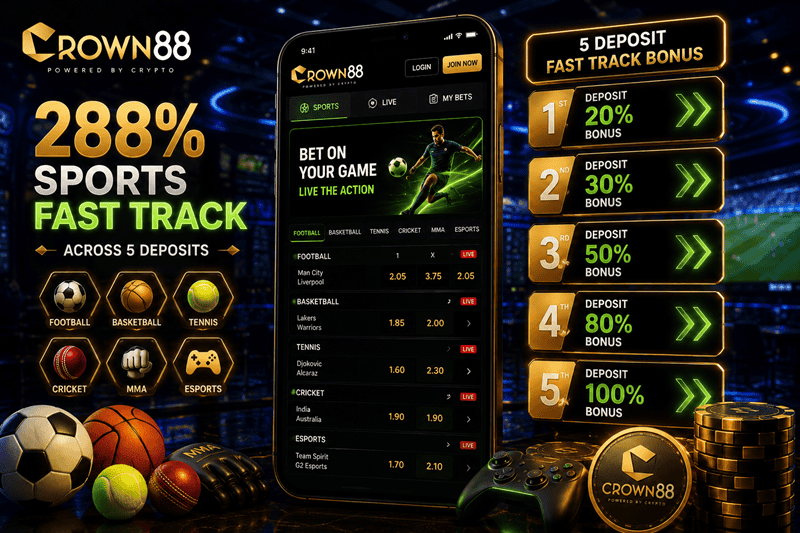 288% Sports Fast Track Across 5 Deposits on Crown88